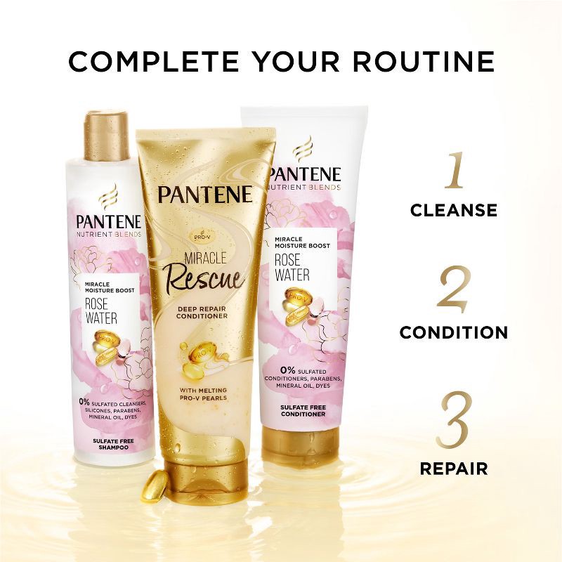 slide 8 of 9, Pantene Sulfate Free Rose Water Shampoo and Conditioner Dual Pack, Nutrient Blends - 17.6 fl oz, 17.6 fl oz