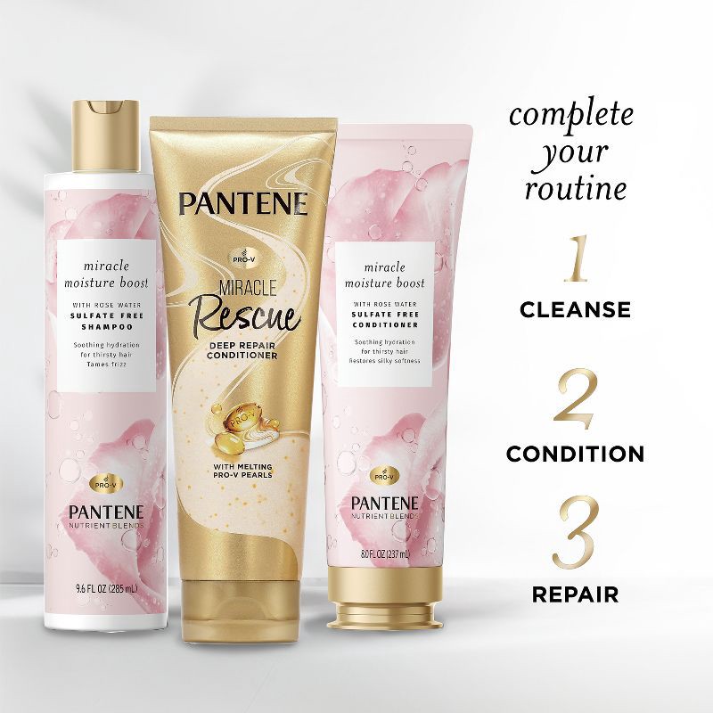 slide 8 of 10, Pantene Sulfate Free Rose Water Shampoo and Conditioner Dual Pack, Nutrient Blends - 17.6 fl oz, 17.6 fl oz