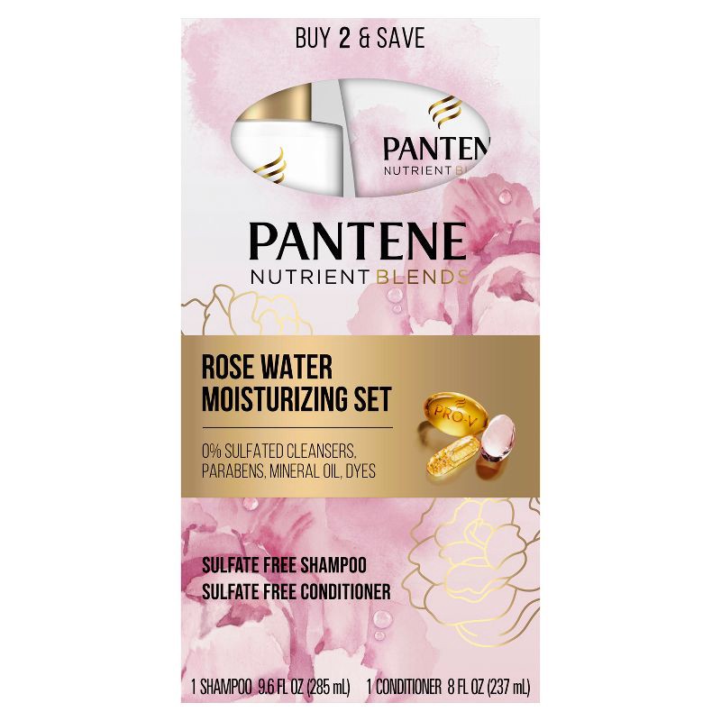 slide 1 of 10, Pantene Sulfate Free Rose Water Shampoo and Conditioner Dual Pack, Nutrient Blends - 17.6 fl oz, 17.6 fl oz