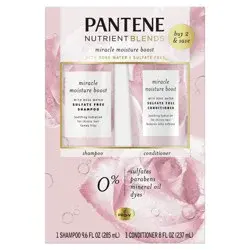 Pantene Sulfate Free Rose Water Shampoo and Conditioner Dual Pack, Nutrient Blends - 17.6 fl oz