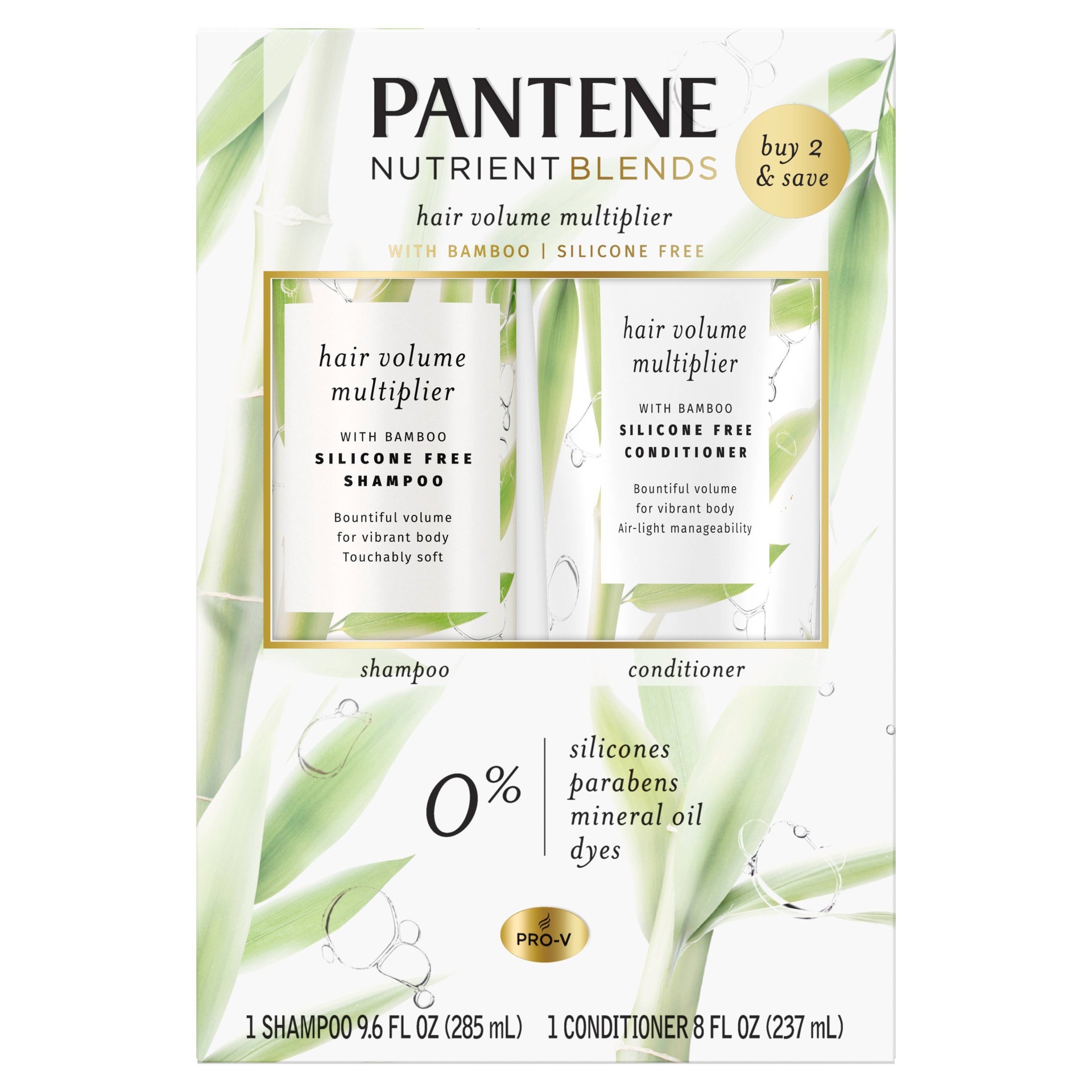 slide 1 of 7, Pantene Silicone Free Bamboo Shampoo and Conditioner Dual Pack, Nutrient Blends - 17.6 fl oz, 17.6 fl oz