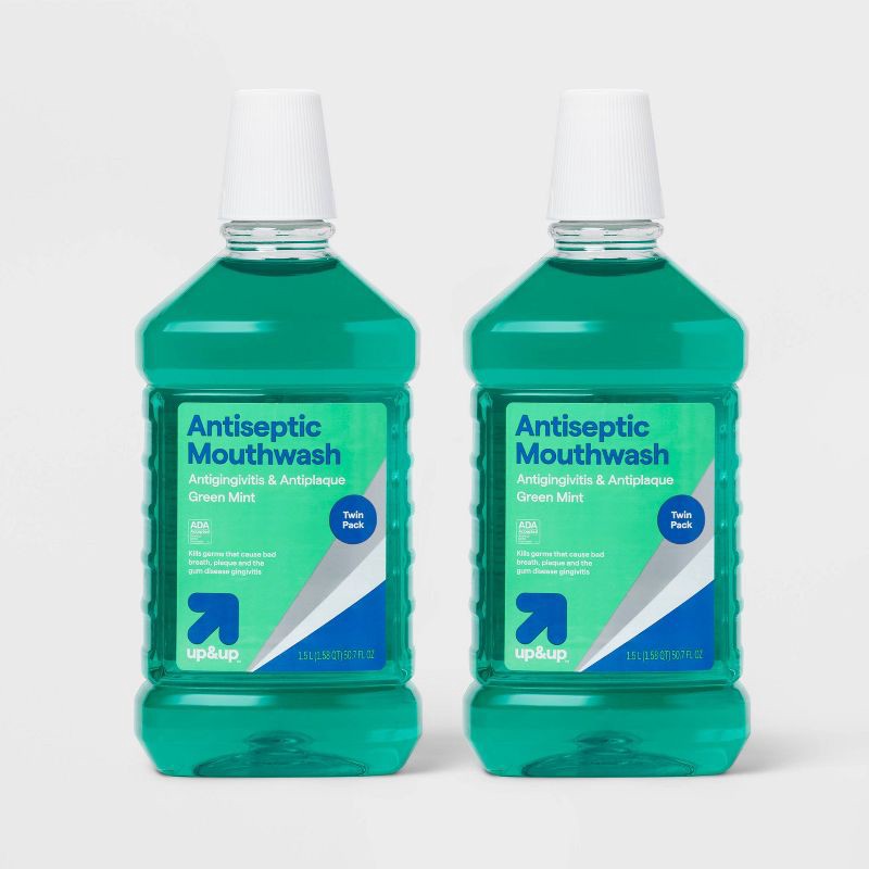 slide 1 of 4, Antiseptic Mouthwash Spring Mint - 101.44 fl oz/2pk - up&up™, 101.44 fl oz, 2 ct