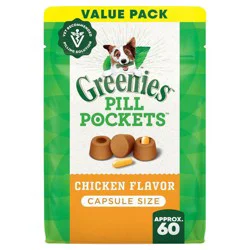 Greenies Chewy Dog Treats Pill Pockets Chicken Capsule Size - 15.8oz/60ct