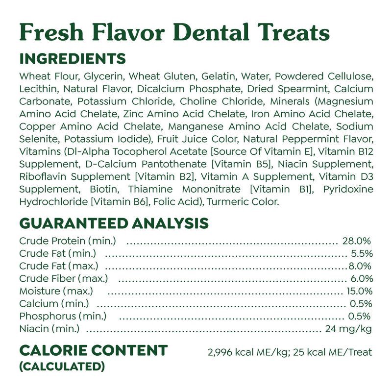 slide 11 of 13, Greenies Teenie Chewy Dental Dog Treats Fresh Mint and Spearmint - 12oz/43ct, 12 oz, 43 ct