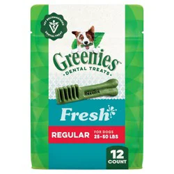 Greenies Regular Chewy Dental Dog Treats Fresh Spearmint - 12oz/12ct