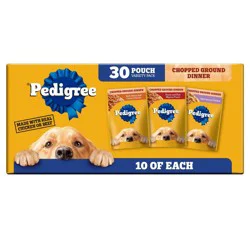 Pedigree Chopped Cuts in Gravy Chicken, Cheese, Steak, Beef and Bacon Flavor Pouch Variety Pack Wet Dog Food - 3.5oz/30ct