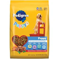 Pedigree Grilled Vegetable, Steak, Beef and Red Meat Flavor Puppy Dry Dog Food - 14lbs