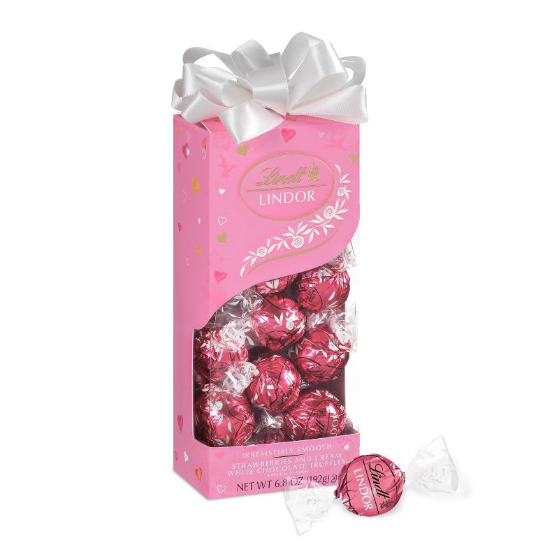 slide 1 of 8, Lindt Lindor Valentine's Strawberries and Cream White Chocolate Truffles - 6.8oz, 6.8 oz