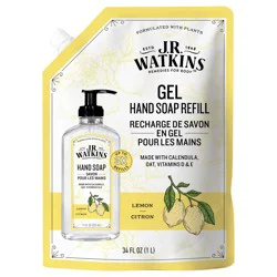 J.R. Watkins Gel Hand Soap Refill, Lemon, 34 Fl. oz.