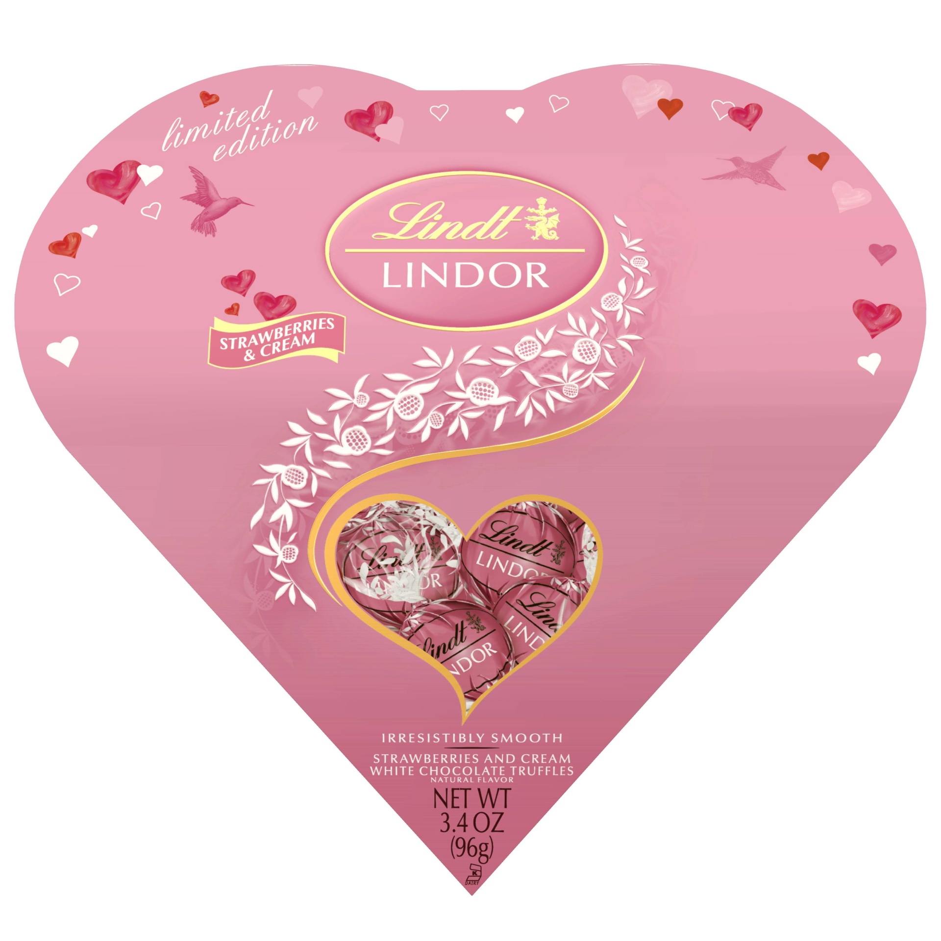 Lindt Lindor Valentines Strawberries And Cream White Chocolate Truffles Heart 34 Oz Shipt