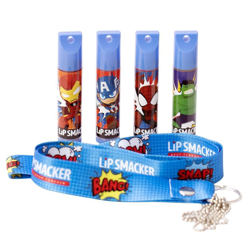 slide 2 of 3, Lip Smacker Lanyard Lip Balm - Marvel - 4pc/0.56oz, 4 ct, 0.56 oz