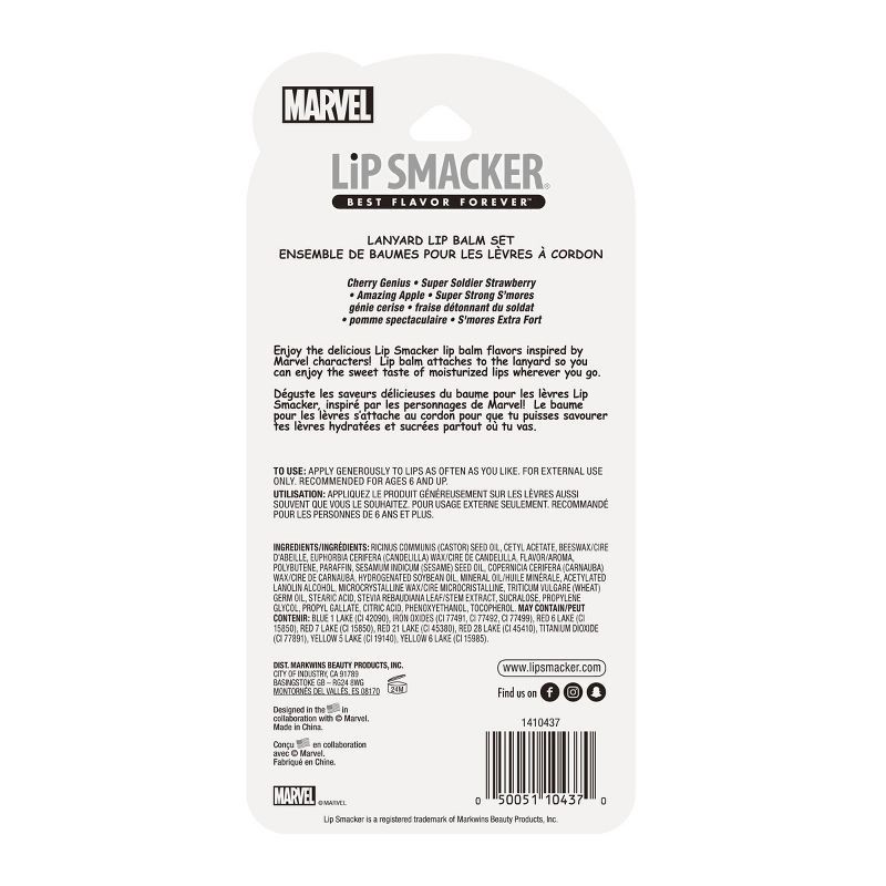 slide 3 of 3, Lip Smacker Lanyard Lip Balm - Marvel - 4pc/0.56oz, 4 ct, 0.56 oz