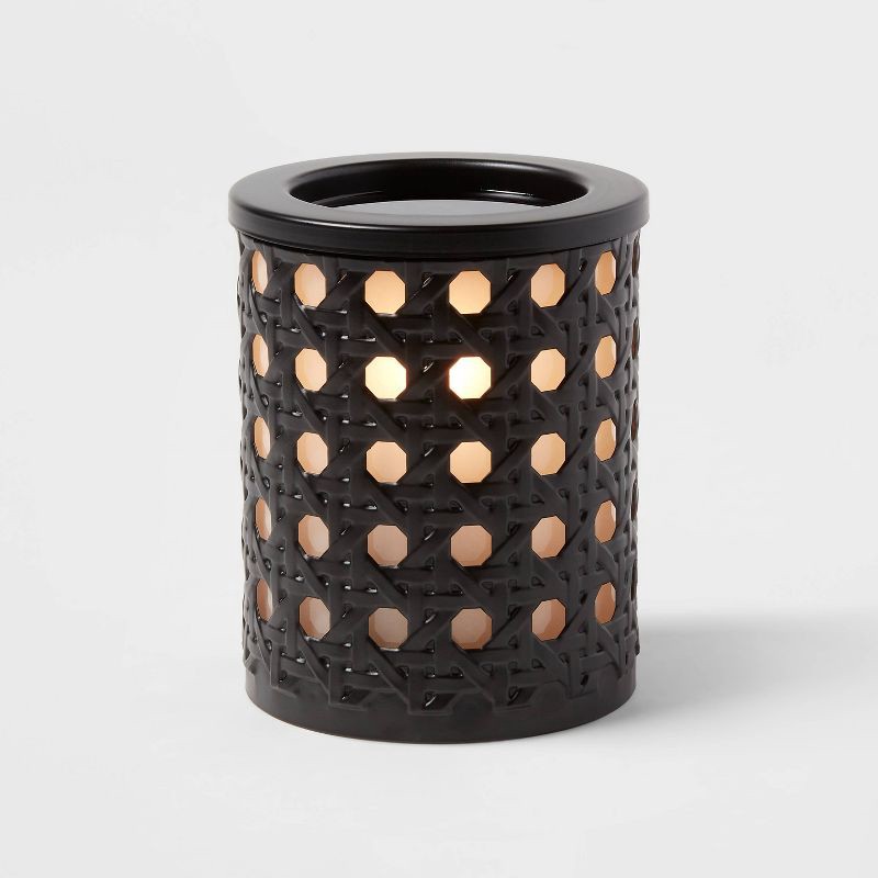 slide 3 of 3, 5.7" x 4.5" Bamboo Lattice Pattern Electric Scent Warmer Black - Threshold™, 1 ct