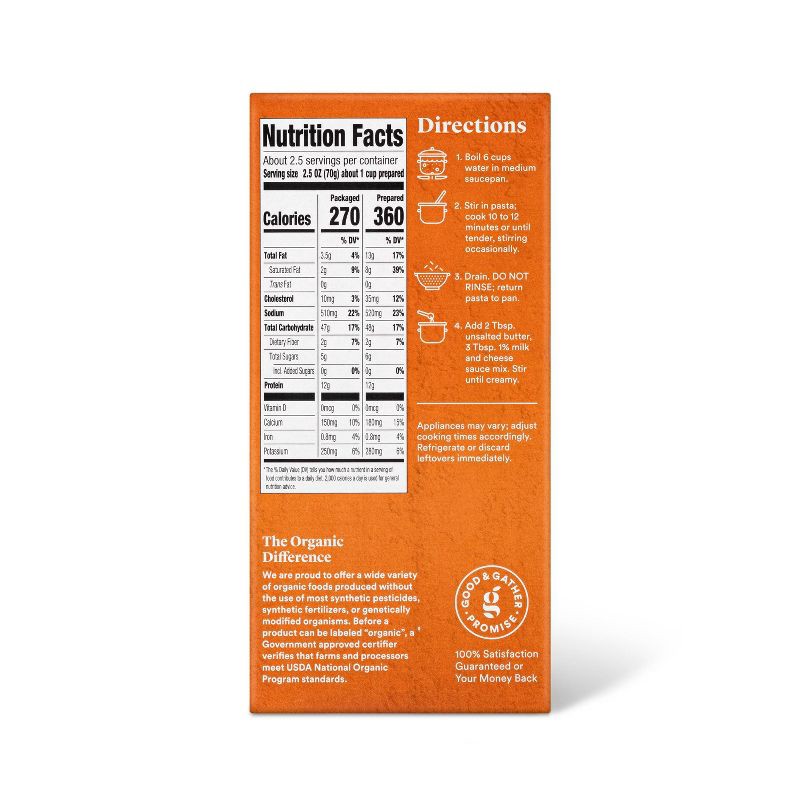 slide 2 of 3, Organic Shells & Cheddar Macaroni and Cheese - 6oz - Good & Gather™, 6 oz