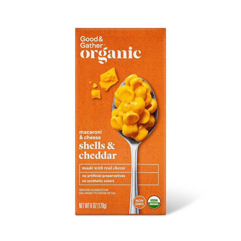 slide 1 of 3, Organic Shells & Cheddar Macaroni and Cheese - 6oz - Good & Gather™, 6 oz