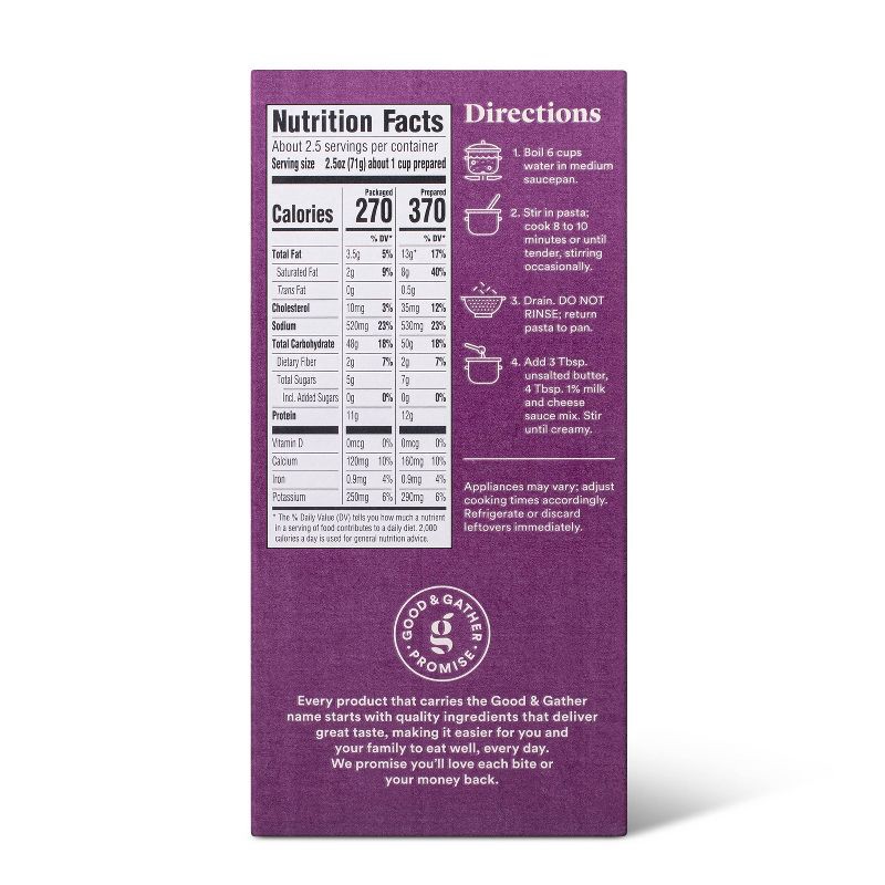 slide 4 of 6, Organic Shells & White Cheddar Macaroni and Cheese - 6oz - Good & Gather™, 6 oz