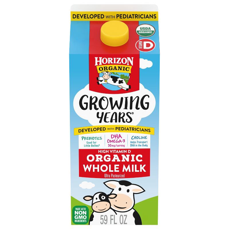 slide 1 of 8, Horizon Organic Growing Years Whole DHA Omega-3 Milk - 59 fl oz, 59 fl oz