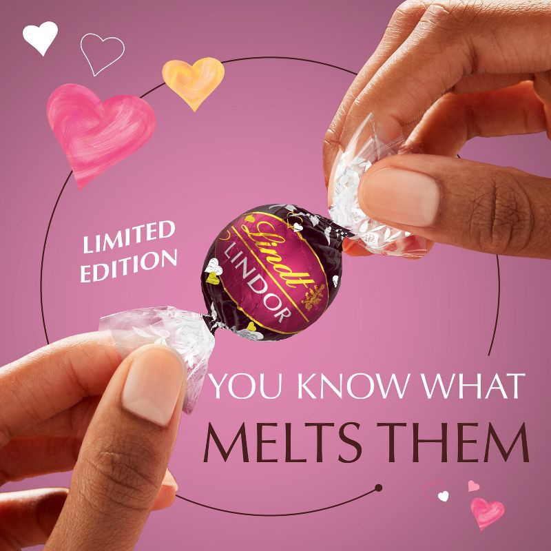 slide 5 of 9, Lindor Valentine's Strawberry Dark Chocolate Truffles - 6oz, 6 oz