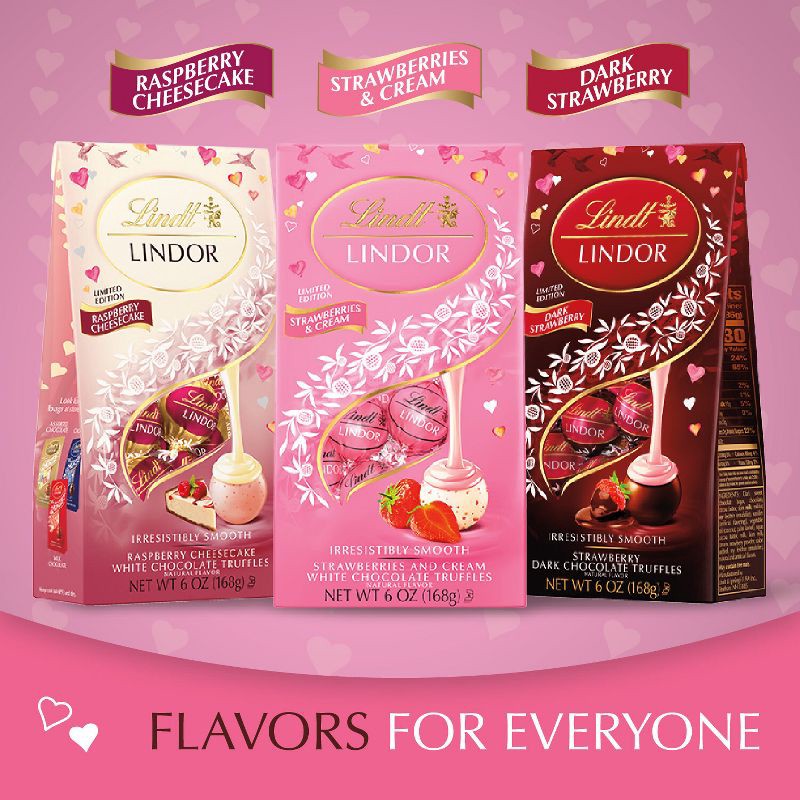 slide 6 of 9, Lindor Valentine's Strawberry Dark Chocolate Truffles - 6oz, 6 oz