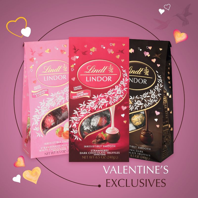 slide 7 of 9, Lindor Valentine's Strawberry Dark Chocolate Truffles - 6oz, 6 oz