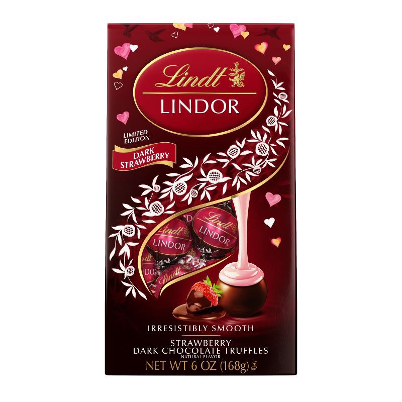 slide 8 of 9, Lindor Valentine's Strawberry Dark Chocolate Truffles - 6oz, 6 oz