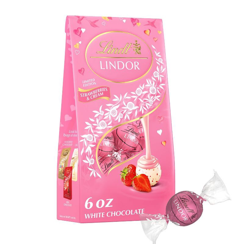 slide 1 of 10, Lindt Lindor Valentine's Strawberries and Cream White Chocolate Truffles - 6oz, 6 oz