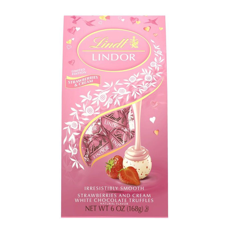 slide 1 of 1, Lindt Lindor Valentine's Strawberries and Cream White Chocolate Truffles - 6oz, 6 oz