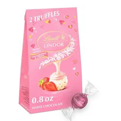 Lindt Lindor Valentine's Day Strawberries and Cream White Chocolate Truffles Candy - 0.8oz