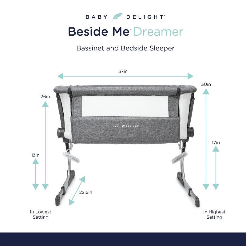 slide 17 of 17, Baby Delight Beside Me Dreamer Bassinet and Bedside Sleeper - Charcoal, 1 ct