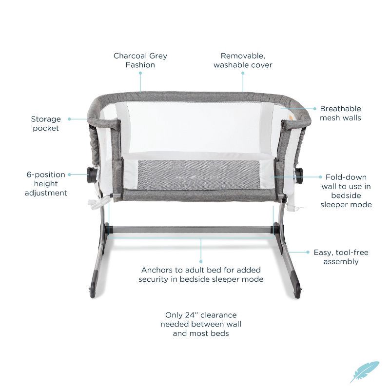 slide 9 of 17, Baby Delight Beside Me Dreamer Bassinet and Bedside Sleeper - Charcoal, 1 ct