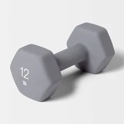Dumbbell 12lbs Gray - All In Motion™: PVC Coated, Iron Filled, Single Weight