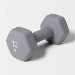 Dumbbell 12lbs Gray - All In Motion™: PVC Coated, Iron Filled, Single Weight