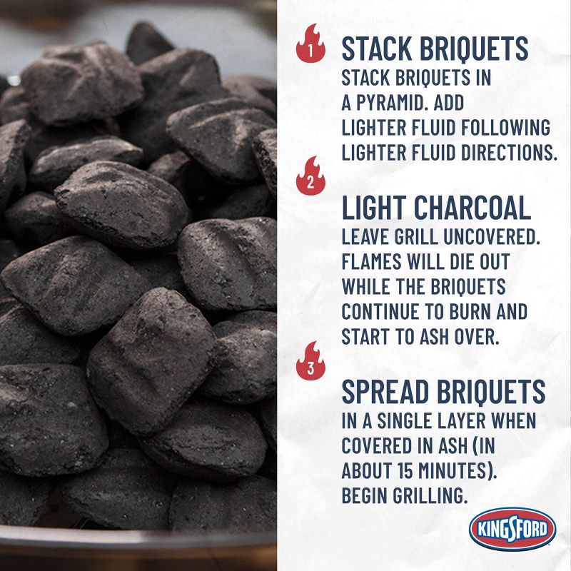 slide 5 of 14, Kingsford 16lb Charcoal Briquettes: Quick Lighting, USA-Made, Outdoor Grilling Fuel, 16 lb