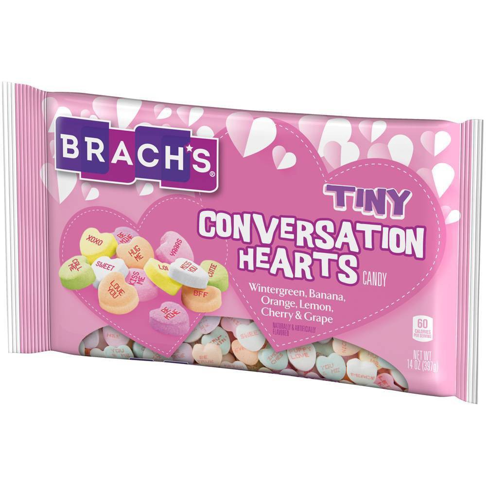 slide 3 of 3, Brach's Tiny Conversation Hearts, Wintergreen, Banana, Orange, Lemon, Cherry, Grape, 14 Ounce, 14 oz