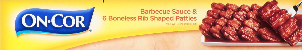 slide 13 of 14, On-Cor Barbecue Sauce & Boneless Rib Shaped Patties 26 oz, 26 oz