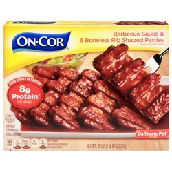 On-Cor Barbecue Sauce & Boneless Rib Shaped Patties 6 Each