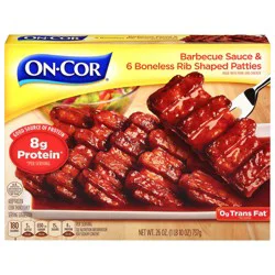 On-Cor Barbecue Sauce & Boneless Rib Shaped Patties 6 Each