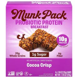 Munk Pack Probiotic Protein Breakfast Cocoa Crisp Bars 4 pk - 7.76 oz