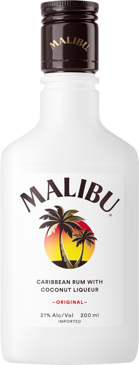 slide 1 of 8, Malibu Flavored Caribbean Rum with Coconut Liqueur 200mL Bottle 42 Proof, 200 ml