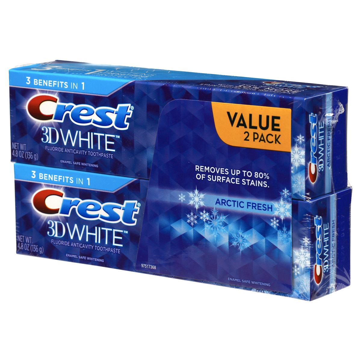 slide 6 of 6, Crest 3D White Arctic Fresh Whitening Toothpaste - Icy Cool Mint, 2 ct; 4.8 oz