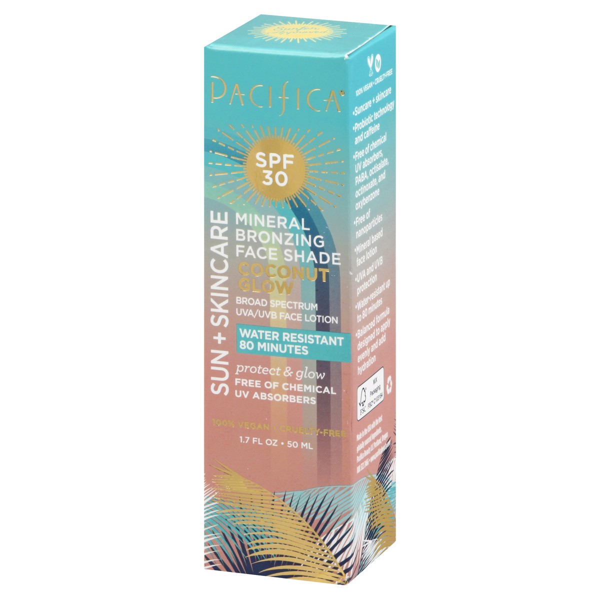 slide 3 of 9, Pacifica UVA/UVB Face Lotion Mineral Broad Spectrum SPF 30 Coconut Glow Sun + Skincare Lotion 1.7 oz, 1.7 oz