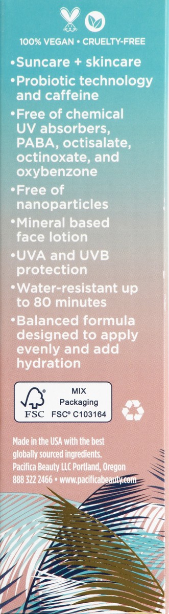 slide 4 of 9, Pacifica UVA/UVB Face Lotion Mineral Broad Spectrum SPF 30 Coconut Glow Sun + Skincare Lotion 1.7 oz, 1.7 oz