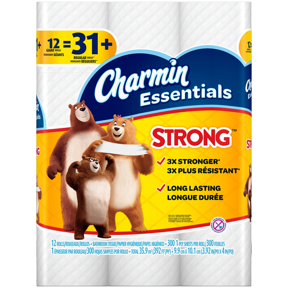 slide 2 of 4, Charmin Essentials Strong Bath Tissue, 12 ct