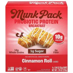Munk Pack Probiotic Protein Breakfast Cinnamon Roll Flavored Bars - 4 - 1.94 oz Bars