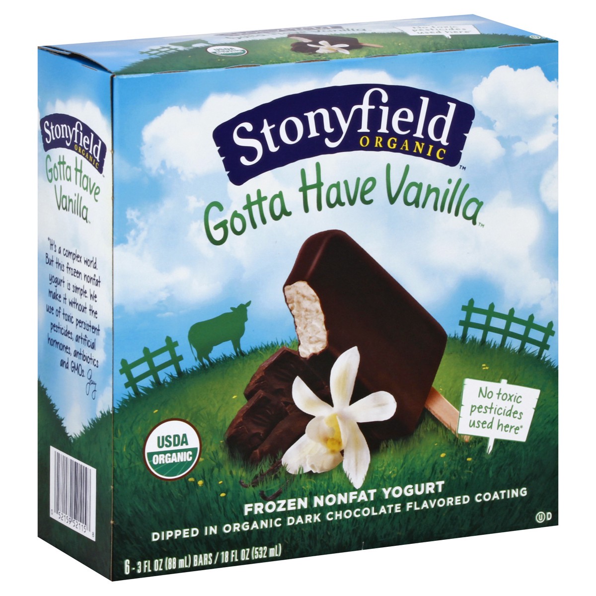 slide 5 of 10, Stonyfield Organic Whole Milk Vanilla Frozen Yogurt Bars 6 ct Box, 18 fl oz