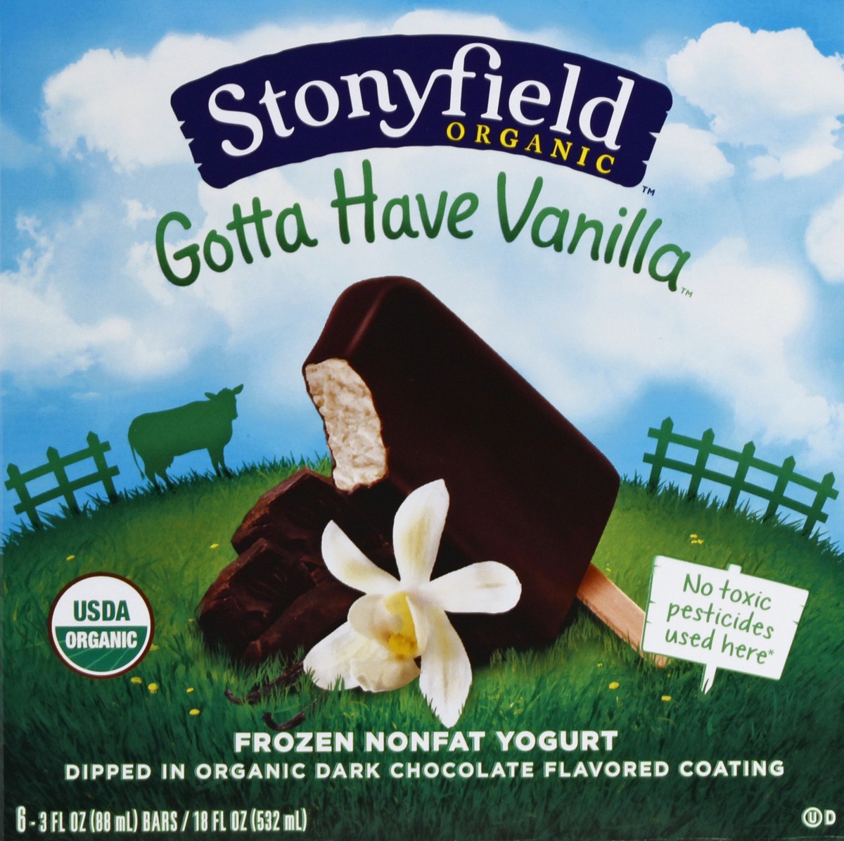 slide 8 of 10, Stonyfield Organic Whole Milk Vanilla Frozen Yogurt Bars 6 ct Box, 18 fl oz