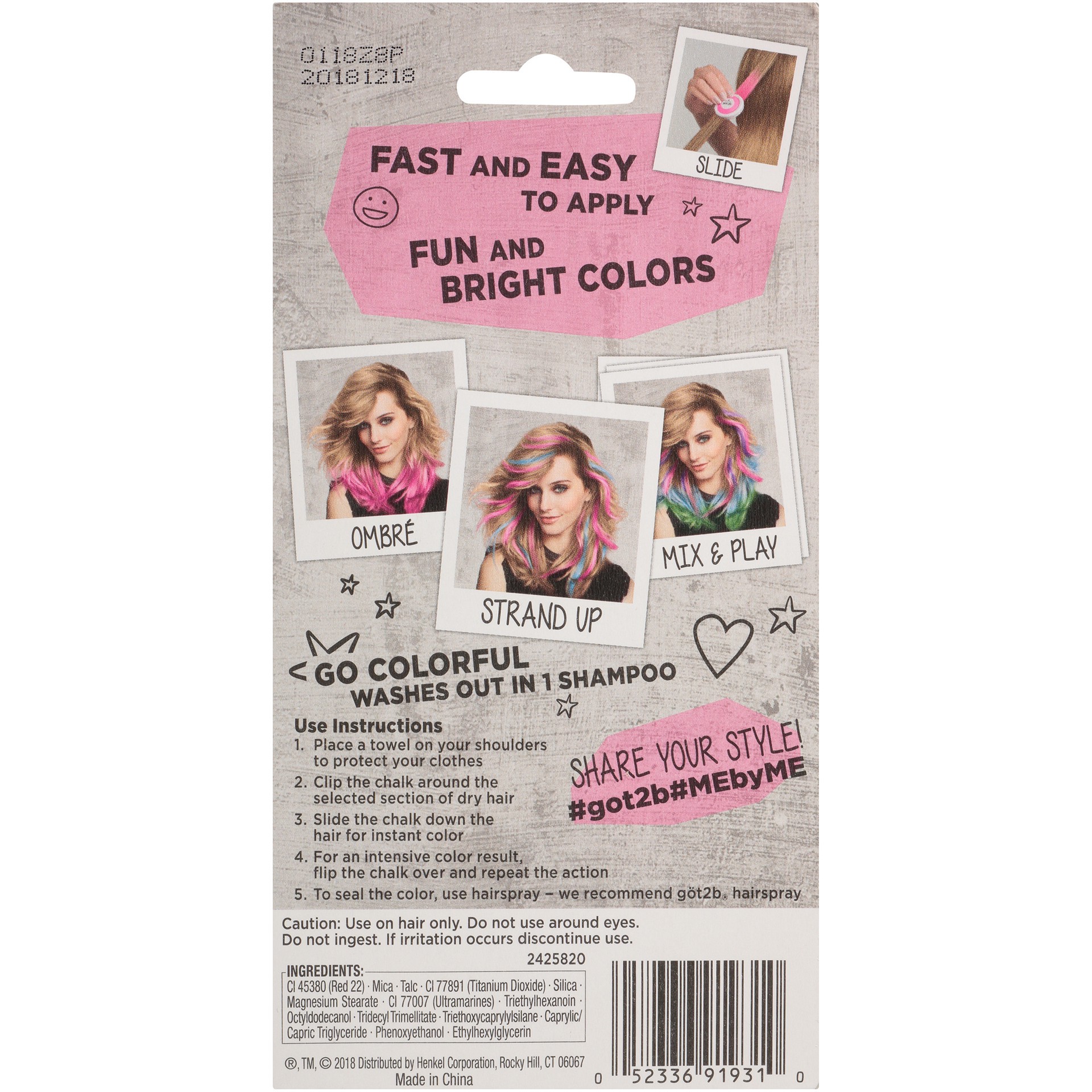 slide 1 of 2, Schwarzkopf Got2b Temporary Hair Chalk, Pink Crush, 0.12 oz