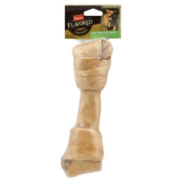 slide 1 of 1, Hartz Rawhide Chew, Chicken Flavored, Large Dogs, 9 in