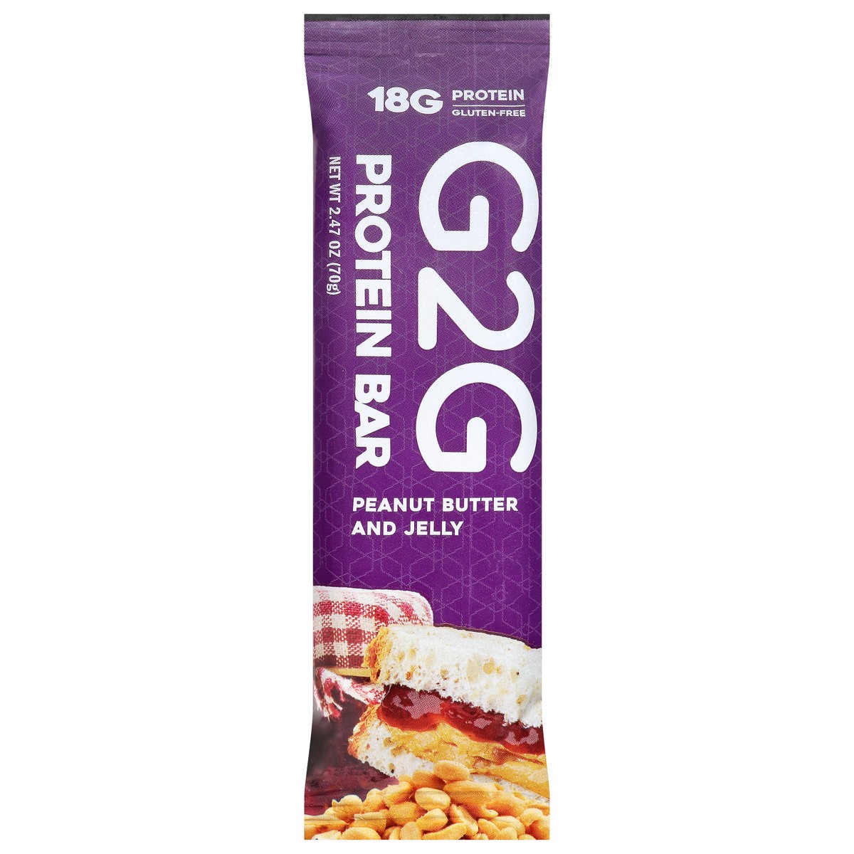 slide 1 of 13, G2G Peanut Butter and Jelly Protein Bar 2.47 oz, 2.47 oz