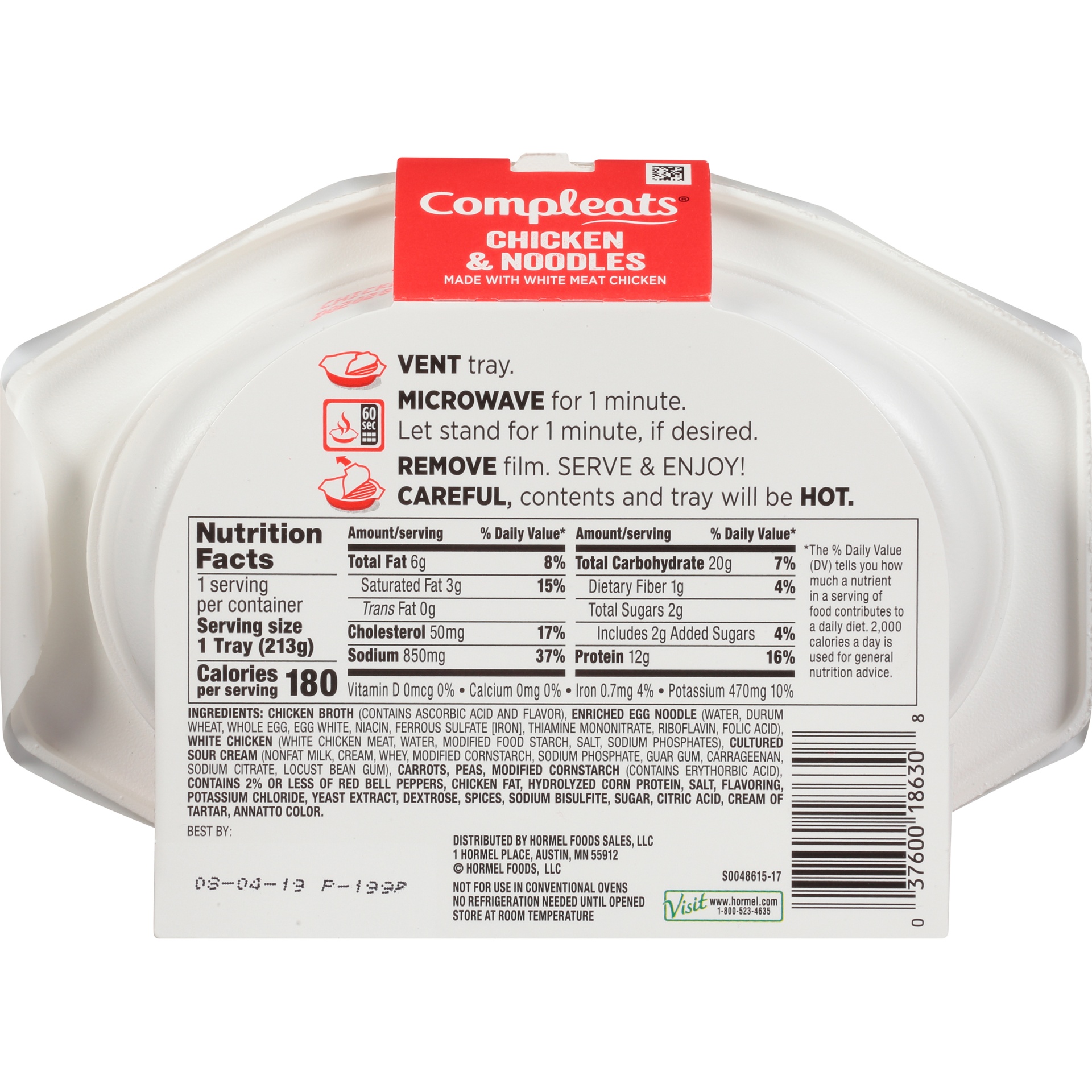 slide 2 of 6, Hormel Compleats Chicken & Noodles 7.5 oz, 7.5 oz